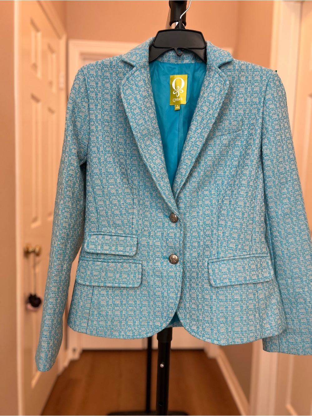 QMack Light Teal Tweed Women's Blazer